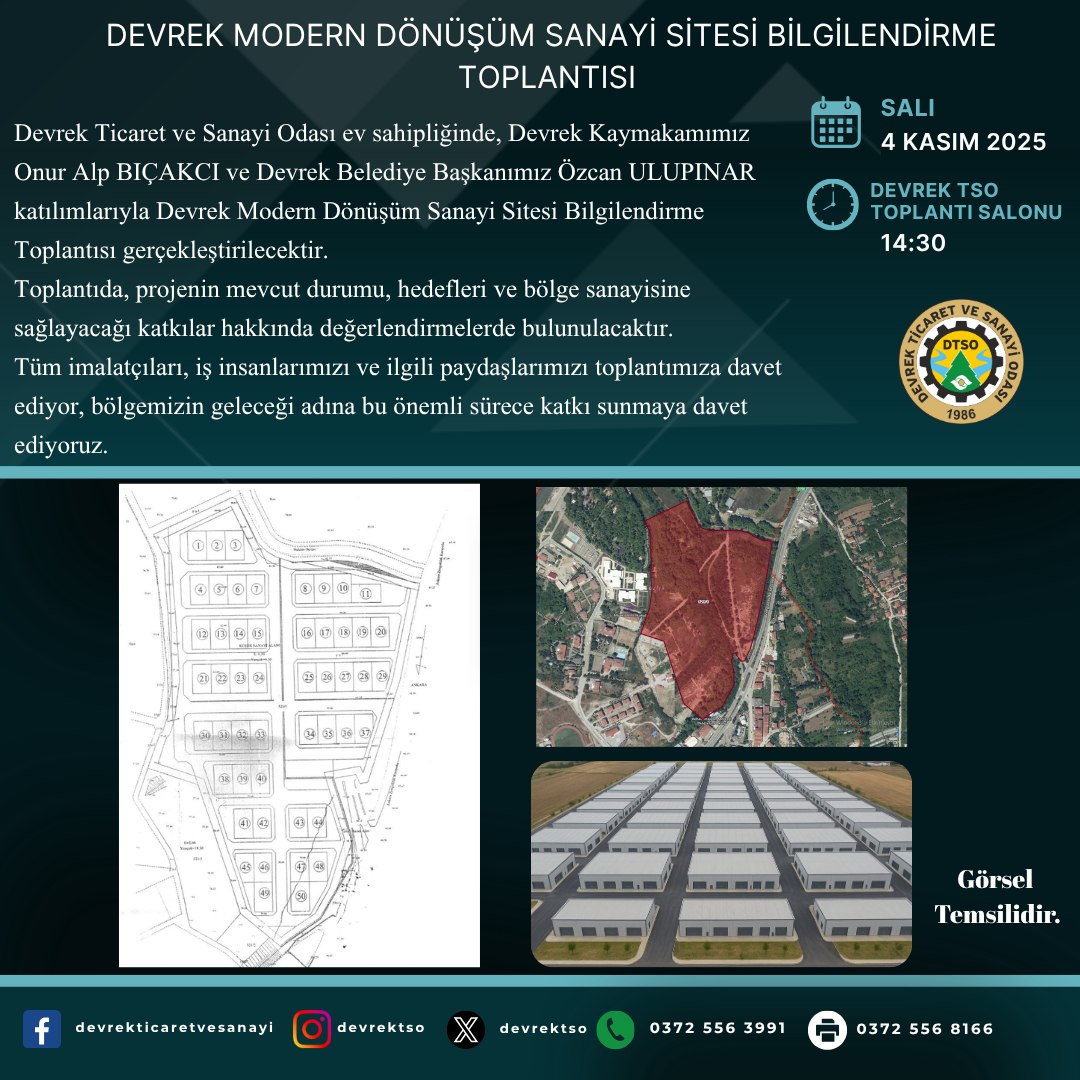 Devrek TSO’da Modern Dönüşüm Sanayi Sitesi Bilgilendirme Toplantısı Düzenlenecek