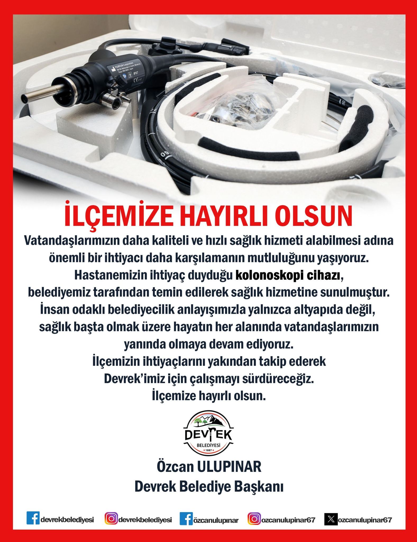 Devrek Devlet Hastanesi’ne Kolonoskopi Cihazı Desteği