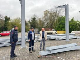 Gökçebey Pazar yerinde çelik taşıyıcı sistem montajı tüm hızıyla sürüyor