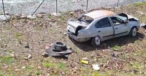 AŞIRI HIZ KAZAYI GETİRDİ: ARAÇ DEVREK AÇIK CEZAEVİ BAHÇESİNE UÇTU