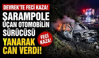 Devrek’te feci kaza! Şarampole uçan otomobilin sürücüsü yanarak can verdi!