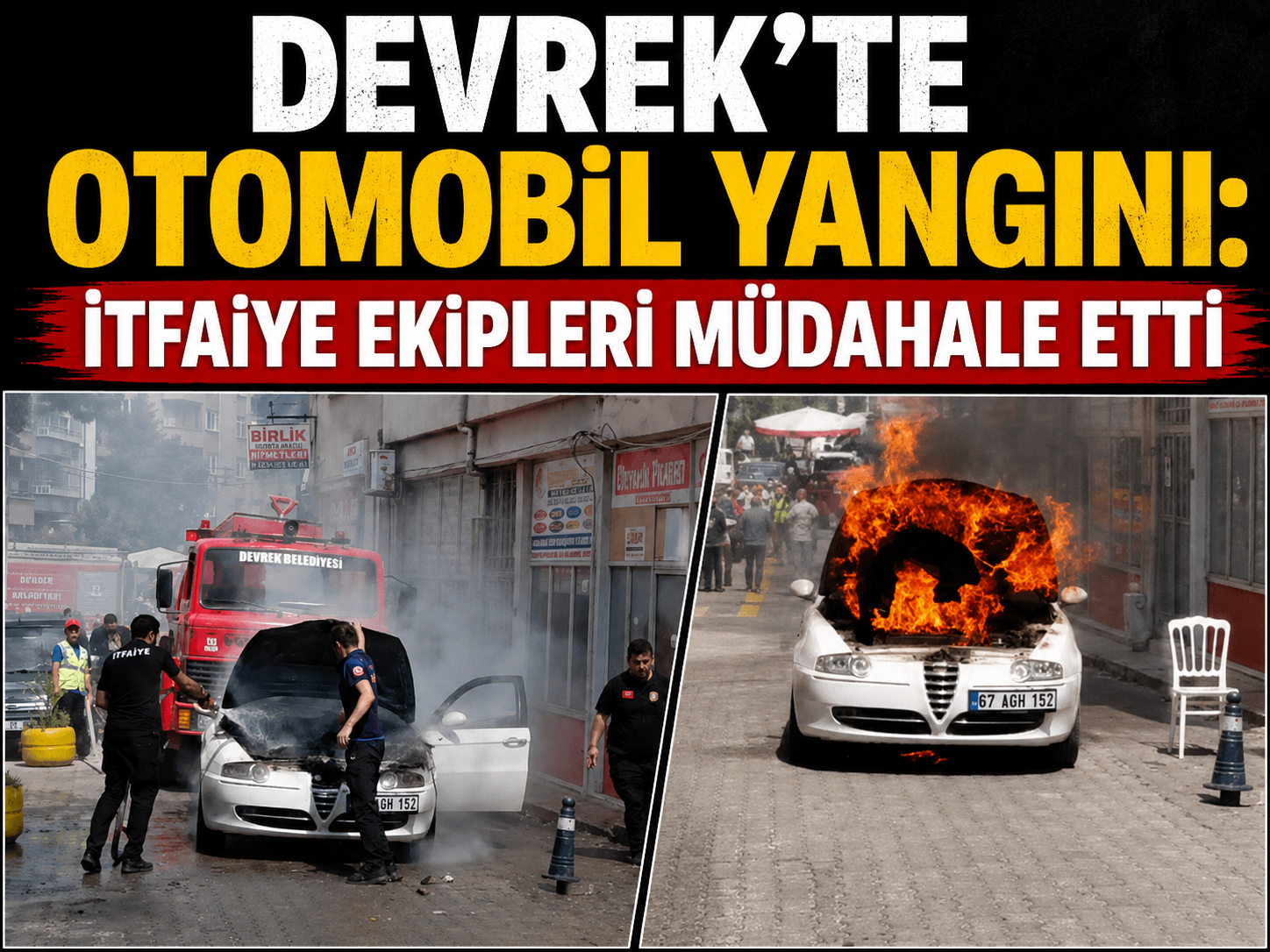 Devrek’te otomobil yangını: İtfaiye ekipleri müdahale etti