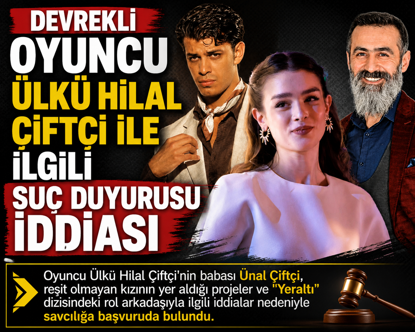 DEVREKLİ OYUNCU ÜLKÜ HİLAL ÇİFTÇİ İLE İLGİLİ SUÇ DUYURUSU İDDİASI