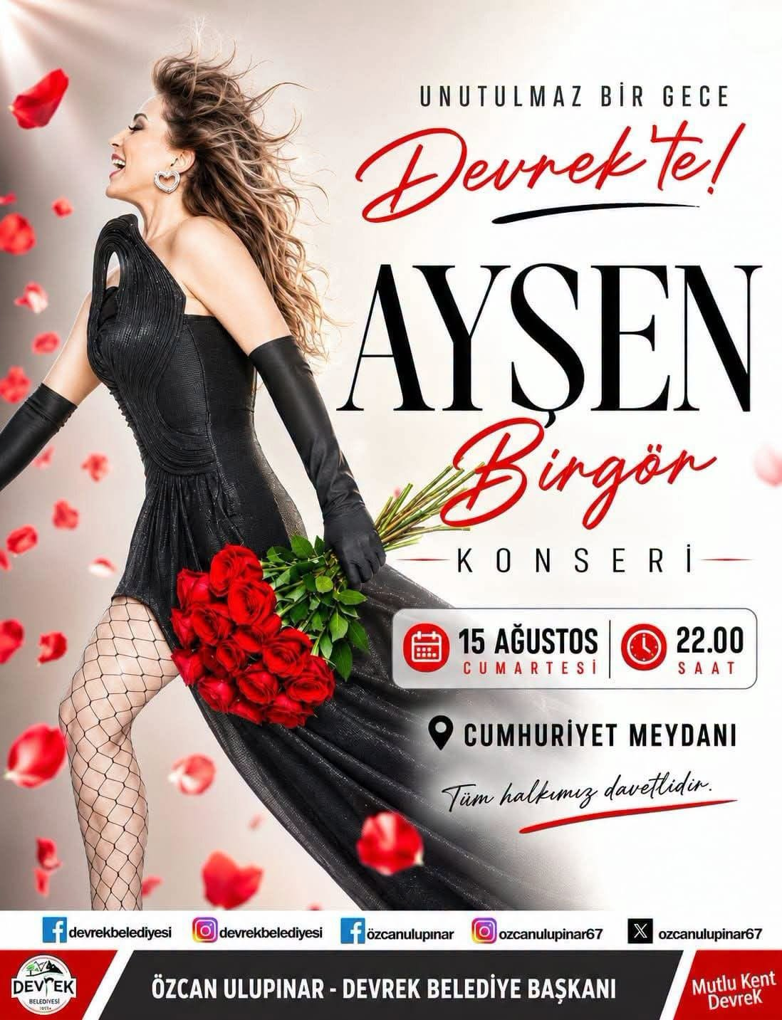 DEVREK’TE MÜZİK DOLU GECE: AYŞEN BİRGÖR SAHNE ALACAK